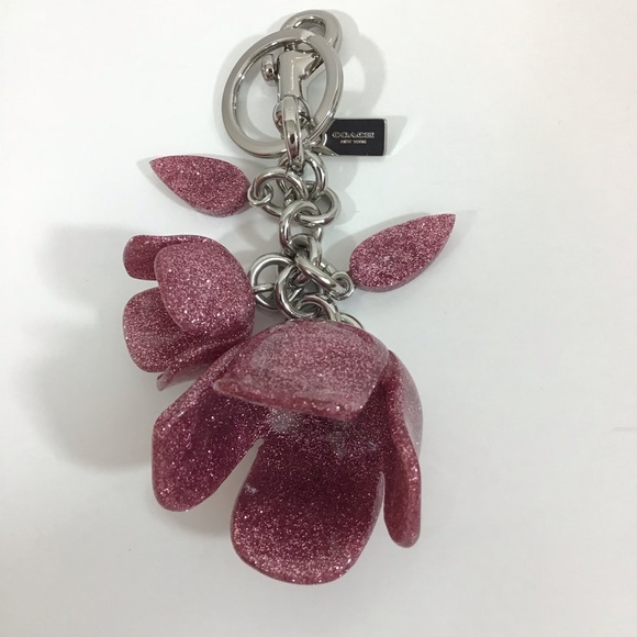 Coach glitter resin tea rose bag charm